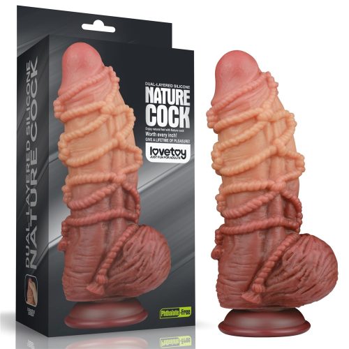 9.5'' Dual layered Platinum Silicone Cock with Rope - Dongok - Dildók