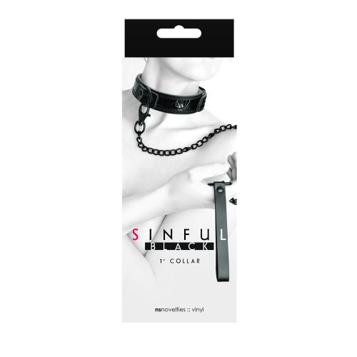 Sinful - 1'' Collar - Black - Nyakörv és póráz