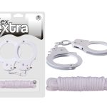 SEX EXTRA - METAL CUFFS & LOVE ROPE WHITE - Bilincsek - Kötözők