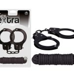 SEX EXTRA - METAL CUFFS & LOVE ROPE BLACK - Bilincsek - Kötözők