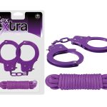 SEX EXTRA - METAL CUFFS & LOVE ROPE PURPLE - Bilincsek - Kötözők