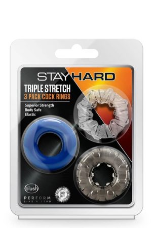 STAY HARD TRIPLE STRETCH 3PACK COCKRINGS - Péniszgyűrűk - Mandzsetták