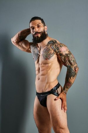 C4M-Desire Jockstrap-BlackLeatherette-XL - Férfi ruházat