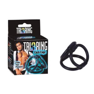 Tri Ring Cock Cage Black - Péniszgyűrűk - Mandzsetták