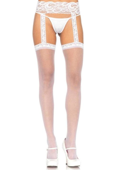 Sheer Thigh Highs - WHITE - O/S - HOSIERY - Harisnyák - Harisnyatartók