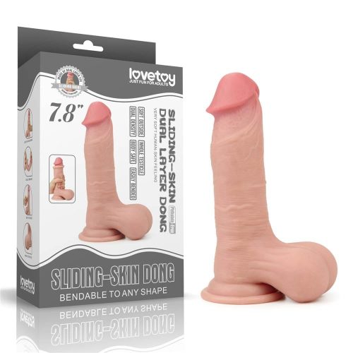 7.8'' Sliding Skin Dual Layer Dong - Whole Testicle - Dongok - Dildók