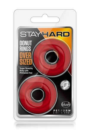 STAY HARD DONUT RINGS OVERSIZED RED - Péniszgyűrűk - Mandzsetták