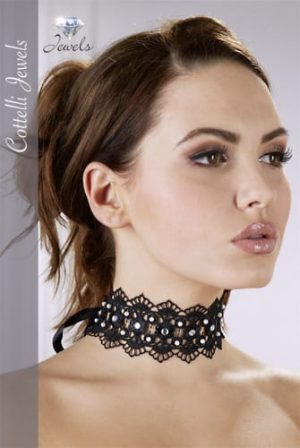 Embroidered Choker+Rhinestones - Erotikus kiegészítők