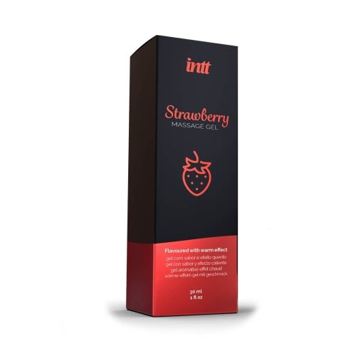 MASSAGE GEL STRAWBERRY GLASS BOTTLE 30ML + BOX - Masszázsgyertyák és olajok