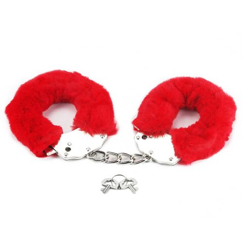 Lovetoy Fetish Pleasure Fluffy Hand Cuffs Red - Image 3