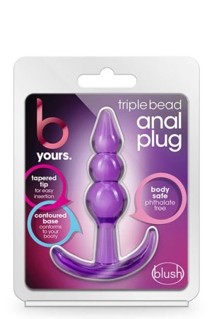 B YOURS TRIPLE BEAD ANAL PLUG PURPLE - Fenékdugók