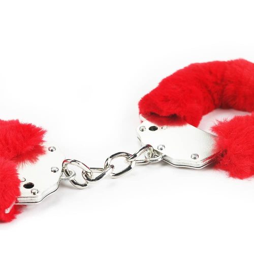 Lovetoy Fetish Pleasure Fluffy Hand Cuffs Red - Image 4