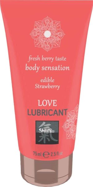 Love Lubricant edible - Strawberry 75ml - Vízbázisú síkosítók