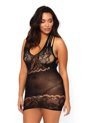 Floral lace opaque mini dress