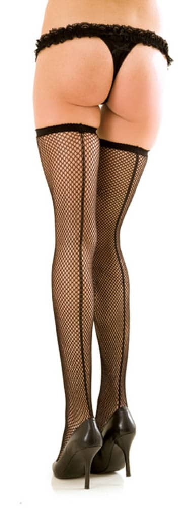 Fishnet Thigh High w. Backseam - Harisnyák - Harisnyatartók