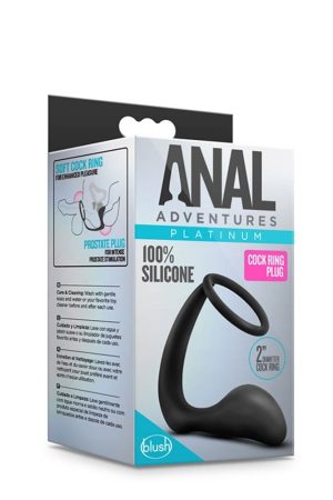 ANAL ADVENTURES COCK RING PLUG BLACK - Péniszgyűrűk - Mandzsetták