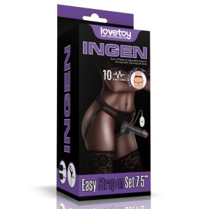 Vibrating Easy Strapon Set 7.5" Black - Felcsatolható eszközök