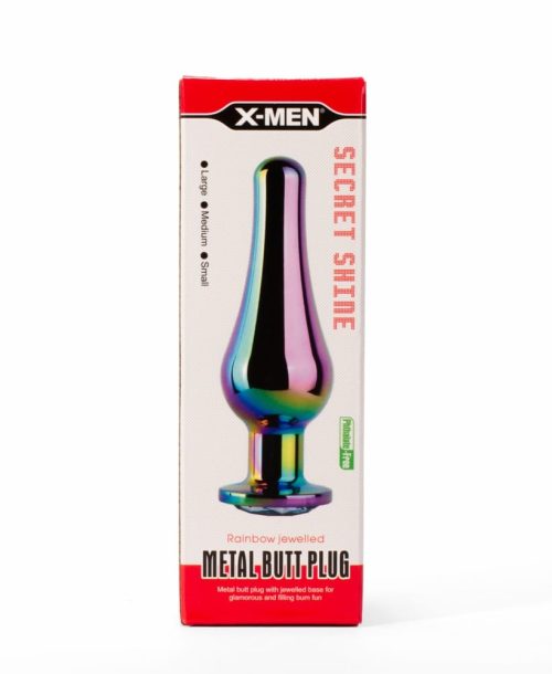 X-MEN Secret Shine Metal Butt Plug Rainbow S - Fenékdugók