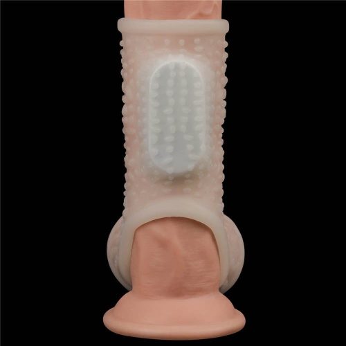 Lovetoy Vibrating Drip Knights Ring with Scrotum Sleeve (White) - Image 7