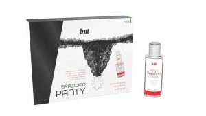 BLACK BRAZILIAN PANTY + SLINDING GEL - Női fehérneműk