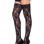 729762 LACE THI HI W/LACE TOP O/S BLK - Harisnyák - Harisnyatartók