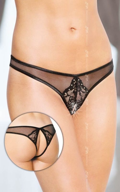 Thongs 2442 - black {} S/M - Női fehérneműk