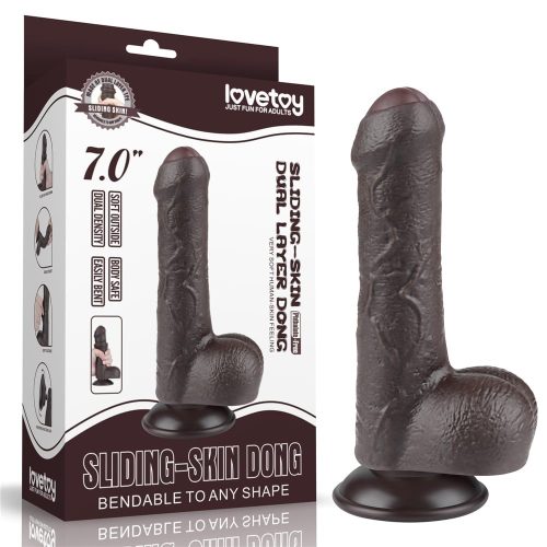 7'' Sliding Skin Dual Layer Dong Black - Dongok - Dildók