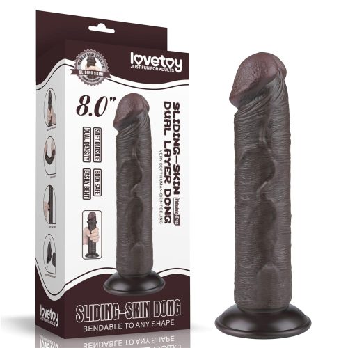 8'' Sliding Skin Dual Layer Dong Black II - Dongok - Dildók