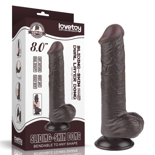 8'' Sliding Skin Dual Layer Dong Black III - Dongok - Dildók