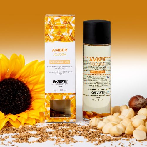 Organic Massage Oil with stones AMBER JOJOBA 100ml - Masszázsgyertyák és olajok