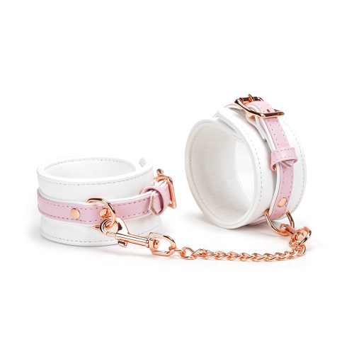 White & Pink Fairy Goat Leather Ankle Cuffs - Bilincsek - Kötözők