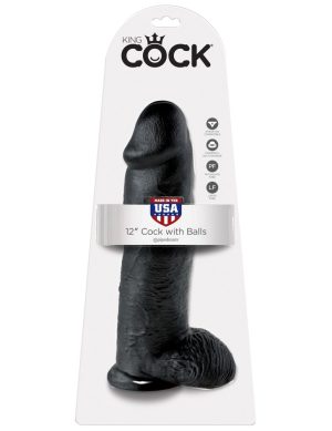 12" Cock with Balls Black - Dongok - Dildók