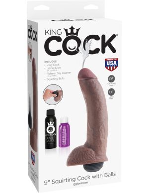 9" Squirting Cock with Balls Brown - Dongok - Dildók