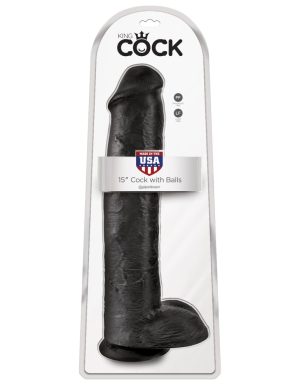 15" Cock with Balls  Black - Dongok - Dildók