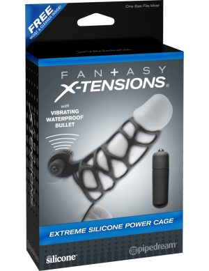 Extreme Silicone Power Cage  Black - Péniszgyűrűk - Mandzsetták