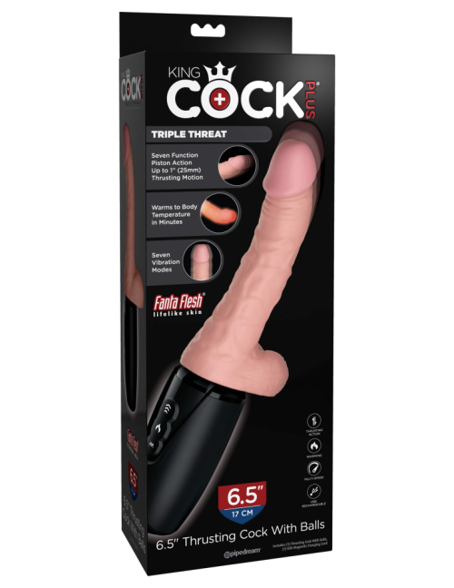 6.5" Thrusting Cock with Balls – Triple Threat Light