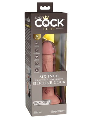 6" Dual Density Vibrating Silicone Cock  Light - Realisztikus vibrátorok