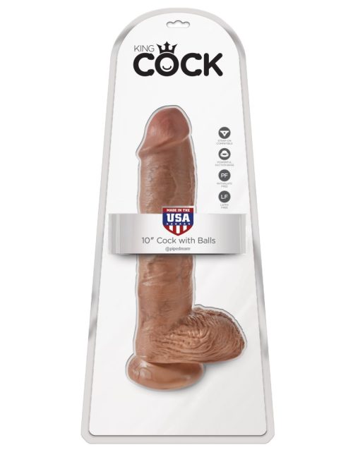 10" Cock with Balls  Tan - Dongok - Dildók