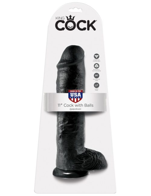 11" Cock with Balls Black - Dongok - Dildók