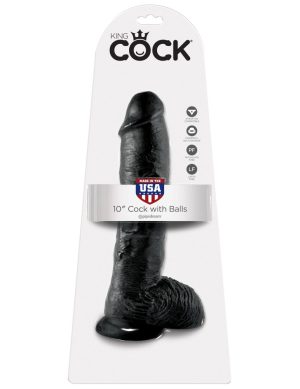 10" Cock with Balls  Black - Dongok - Dildók