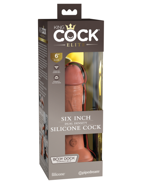 6" Dual Density Silicone Cock  Tan - Dongok - Dildók