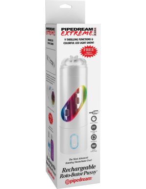 Rechargeable Roto-Bator Pussy  White/Clear/Multi - Férfi maszturbátorok