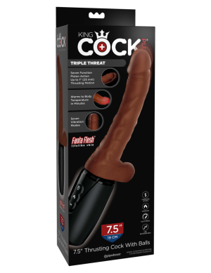 7.5" Thrusting Cock with Balls Brown - Realisztikus vibrátorok