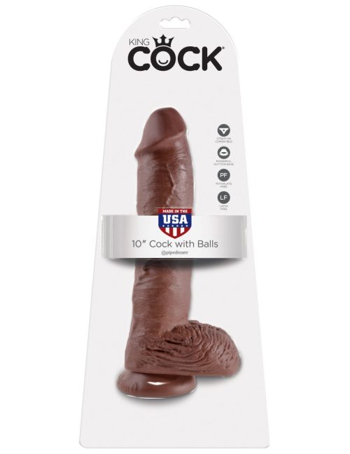 10" Cock with Balls  Brown - Dongok - Dildók