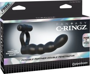 Posable Partner Double Penetrator  Black - Péniszgyűrűk - Mandzsetták