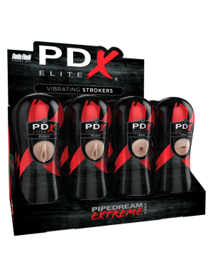 Pipedream Extreme Elite Vibrating Stroker Display - 12 pcs Light/Black - Férfi maszturbátorok