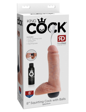 8" Squirting Cock with Balls  Light - Dongok - Dildók