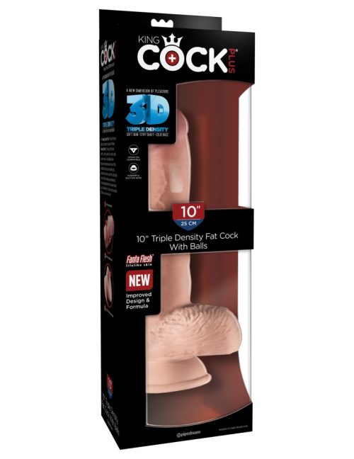 10" Triple Density Fat Cock with Balls Light - Dongok - Dildók