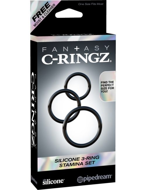 Silicone 3-Ring Stamina Set Black - Péniszgyűrűk - Mandzsetták