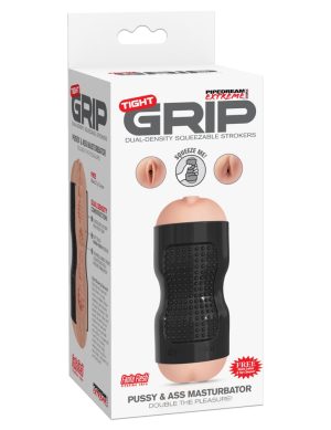 Tight Grip Pussy & Ass Masturbator  Black/Light - Férfi maszturbátorok